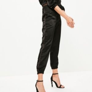 Misguided High Shine Satin Joggers